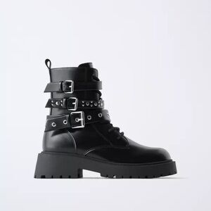 Zara girls Combat Moto Boots with Buckle Straps stylish!